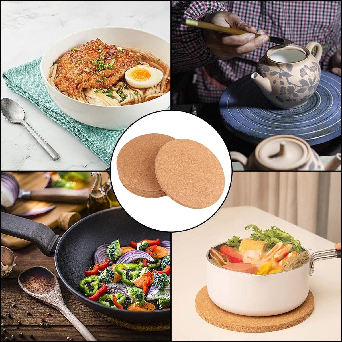 8 Sous-verres En Liège Ronds - Dessous De Plat Résistants à La Chaleur, Ø19cm