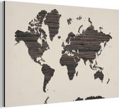 Décoration murale Métal - Peinture Aluminium - Wereldkaart - Marron - Bois - 120x80 cm