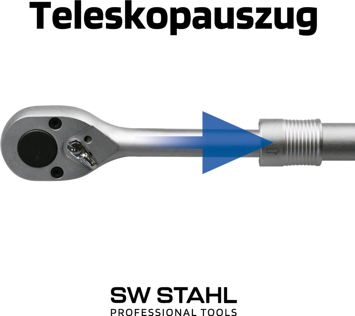 SW-Stahl 05958L omschakelbare ratel 3/4 inch I vertand met 24 tanden I telescopische ratel I omschakelhendel