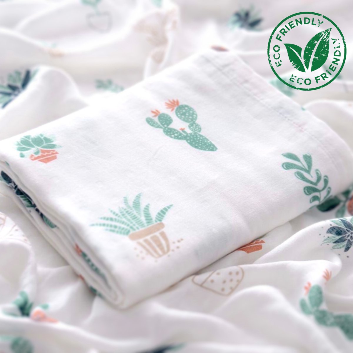 Goedkoopste Duopack 2x BoefieBoef Planten Grote XL Hydrofiele Doek Baby - Duurzaam Eco Bamboe - Kerst en KraamCadeau - Swaddle, Inbakerdoek, Hydrofiele Luier & Babydeken - Groen