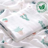 Duopack 2x BoefieBoef Planten Grote XL Hydrofiele Doek Baby - Duurzaam Eco Bamboe | Swaddle, Inbakerdoek, Hydrofiele Luier & Babydeken - Groen