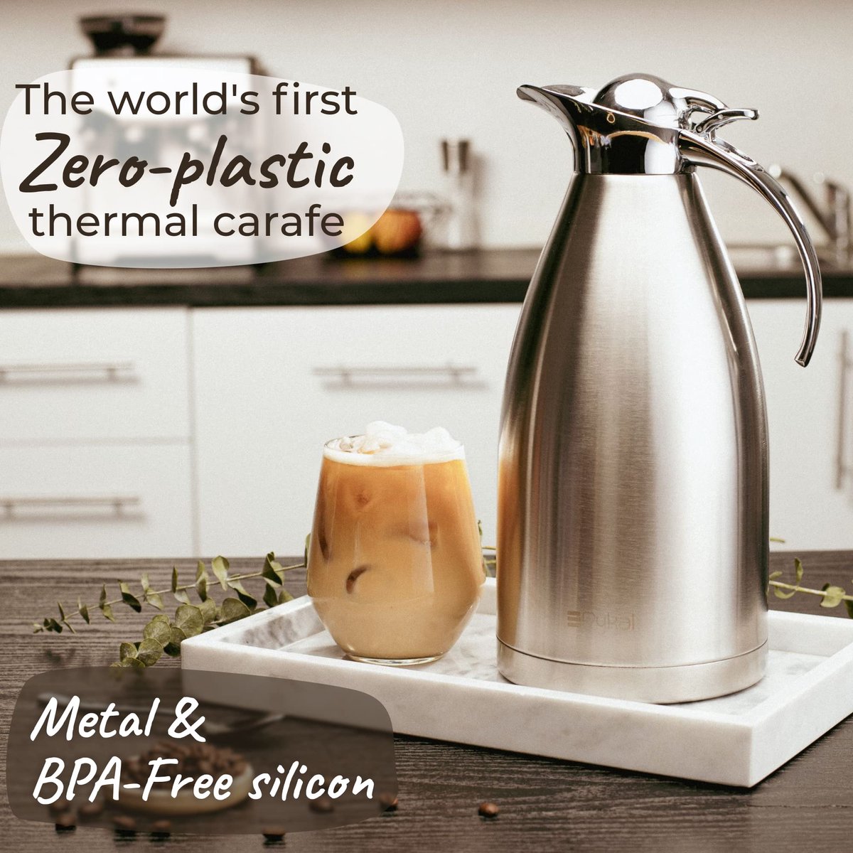 PYKAL Thermische koffiekaraf met deksel - 2L vacuüm