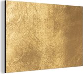 Wanddecoratie Metaal - Aluminium Schilderij Industrieel - Lichtval op een gouden muur - 60x40 cm - Dibond - Foto op aluminium - Industriële muurdecoratie - Voor de woonkamer/slaapkamer