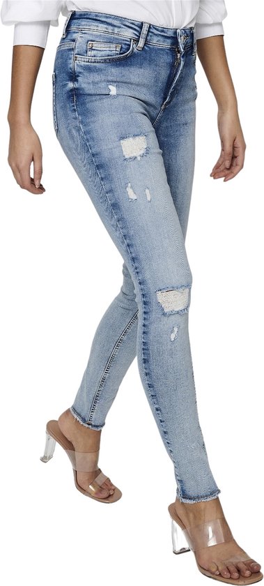 ONLY Onlblush Life Jeans Femme Mid Skinny - Coupe Slim, Ourlet Dégradé, Poches
