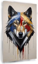 Tableau coloré loup - Décoration murale moderne - Décoration murale loup - Tableaux champêtres - Tableau plexiglas - Tableau oeuvre d'art - 80 x 120 cm 5mm