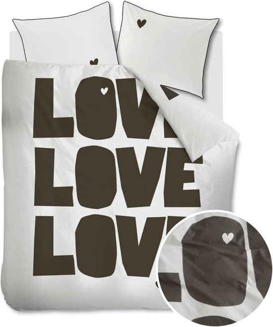 vtwonen Bold Love dekbedovertrek - Lits-Jumeaux - 240x200/220 - Naturel