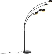 QAZQA sixties - Design Vloerlamp | Staande Lamp - 5 lichts - H 2155 mm - Zwart - Woonkamer | Slaapkamer
