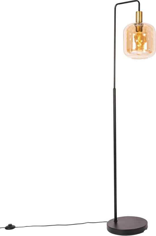 QAZQA zuzanna - Design Vloerlamp | Staande Lamp - 1 lichts - H 150 cm - Zwart Goud - Woonkamer | Slaapkamer | Keuken