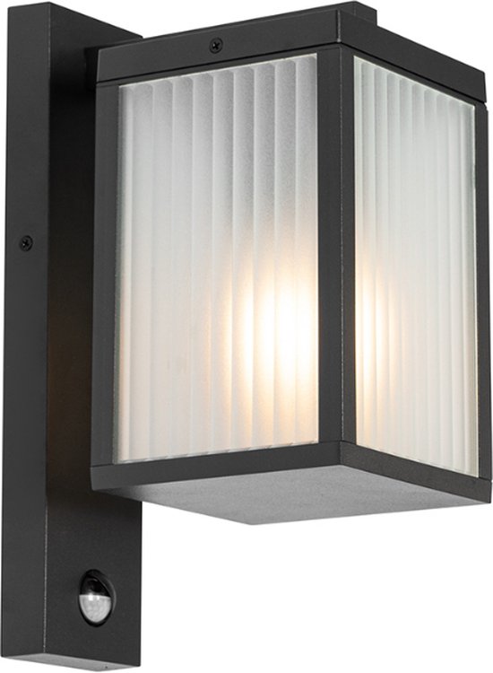 QAZQA charlois - Moderne Wandlamp met Bewegingsmelder | Bewegingssensor | sensor voor buiten - 1 lichts - D 21.5 cm - Zwart - Buitenverlichting