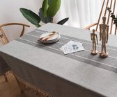 tafelkleed van katoen en linnen, robuust, voor rechthoekige tafels, met stevig rasterborduurwerk, voor decoratie van de keukeneettafel, (140 x 140 cm, grijs)