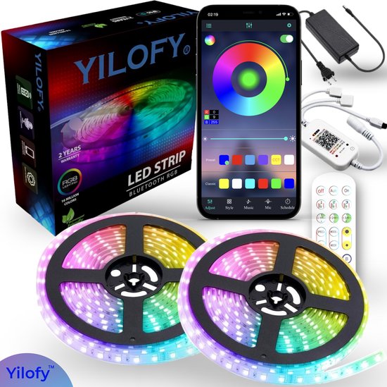 YILOFY 20 Meter Smart Led Strip Set Incl. App + Handleiding | 2024 Model | Instelbare Kleuren Led Strips | Wifi App Makkelijk Bestuurbaar Led Light Strip | + Afstandsbediening Led Lamp Lights Verlichting