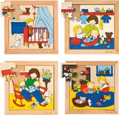 Educo 4x Puzzelserie Baby - Houten speelgoed - Houten puzzel - Educatief speelgoed - Kinderspeelgoed - 24x24cm - 9/12 stukjes