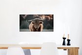 Décoration murale Métal - Peinture Aluminium Industriel - Highlander écossais - Animal - Coucher de soleil - 120x60 cm - Dibond - Photo sur aluminium - Décoration murale industrielle - Pour le salon/chambre