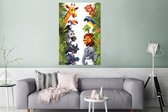 Wanddecoratie Metaal - Aluminium Schilderij Industrieel - Jungle - Dieren - Jongens - Meisjes - Giraf - Olifant - Kids - 80x120 cm - Dibond - Foto op aluminium - Industriële muurdecoratie - Voor de woonkamer/slaapkamer