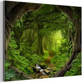 Décoration murale Métal - Peinture Aluminium Industriel - Jungle - Vert - Nature - Tropical - Plantes - 160x120 cm - Dibond - Photo sur aluminium - Décoration murale industrielle - Pour le salon/chambre