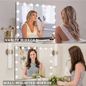 Bluetooth Hollywood-spiegel Makeup-Spiegel met verlichting USB-make-upspiegel met 15 dimmer LED-verlichting Aanraakbediening Make-upspiegel Hollywood spiegel met 3 lichtweerhaken 58x46cm