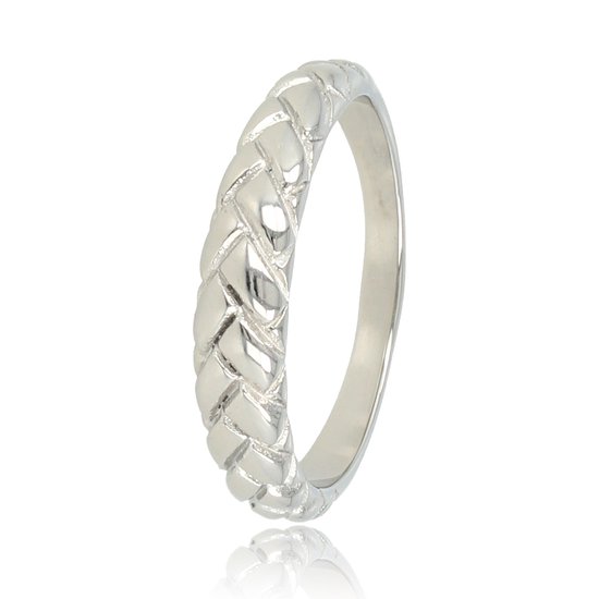 My Bendel - Gevlochten ring zilverkleurig - Gevlochten zilverkleurige stapelring - Met luxe cadeauverpakking