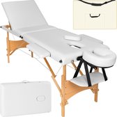 tectake® - Mobiele massagetafel behandeltafel 3 zones - 5 cm matras - incl. zwarte draagtas - wit - behandelbank – incl. opbergtas – opvouwbaar