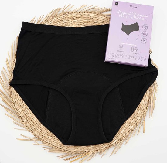 Bamboozy Menstruatie Ondergoed 4-laags Hoge Taille High Waist Corrigerend Zwart Period Underwear Menstrueren Incontinentie Zero Waste Madelief - Bamboozy