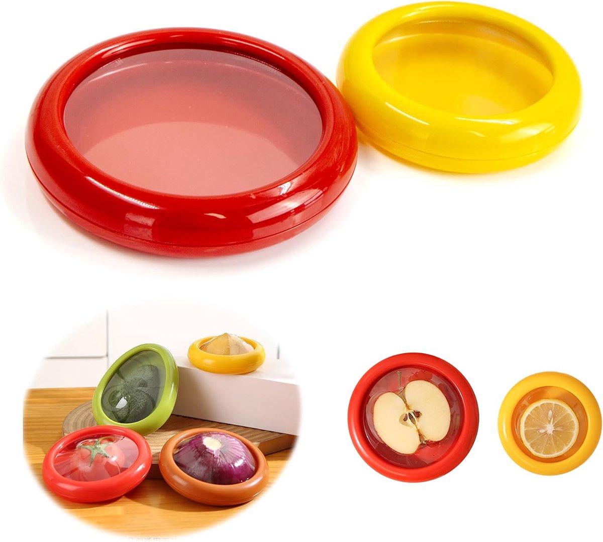 Vershouddozen met rekbaar deksel, vleeswarendozen, luchtdicht, langdurige opslag van groenten/citroen/tomaat/avocado, geschikt voor magnetron, oven, vriezer en vaatwasser, 2 stuks