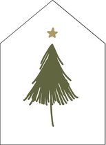 Label2X - Kersthuisje Kerstboom - Groen - Dibond - 30cm hoog - Met standaard - Kerstmis - Kerstdecoratie - Kerst versiering