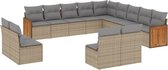 vidaXL - 13-delige - Loungeset - met - kussens - poly - rattan - beige