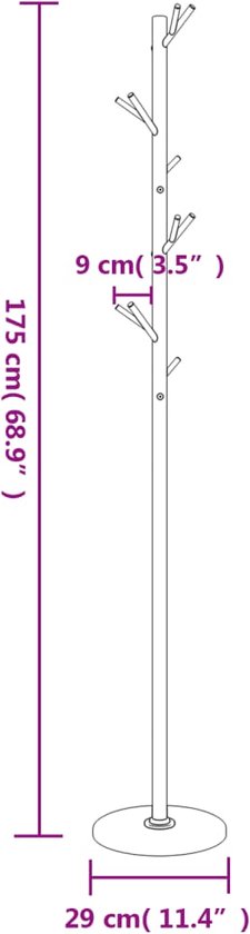 Kipit Kapstok - staand - wit - metaal - 175 x 48 cm - Kapstokken