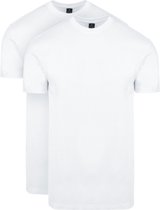 Suitable - Obra T-Shirt Hoge Ronde Hals Wit 2-Pack - Heren - Maat S - Regular-fit