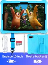 Bosstony® Kindertablet 10 inch - Ouderlijk Toezicht - 6000mAh Batterij - Incl 2x Screenprotector - Android 13 - Full HD - Kindertablet vanaf 3 jaar - 6 GB Ram - 2.0GHz processor - 128Gb geheugen - Speelgoed vanaf 3 jaar - Blauw
