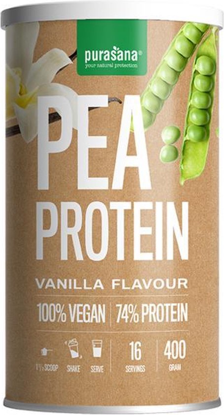 Purasana Protein pea 74% vanille vegan 400 gram