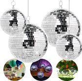 Sparklingballs® - Pakket van 4 professionele spiegelbollen met een diameter van 2x 20cm en 2x 15cm - Mooie herbruikbare verpakking - Inclusief visdraad en extra cadeau