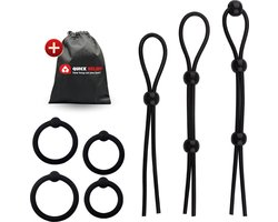Quick Relief Rope Bondage™ - Cockring - Set van 7 - Penis ring - Cockring voor Mannen - Penisring voor Mannen en Koppels – Ballstretcher - Seks Toys – Seksspeeltjes – Verstelbaar - Eikelring
