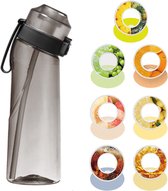 Geurwater Drinkfles - Water Bottle Up - Geur Air Waterfles - Inclusief 7 Pods - Transparant Zwart - 650 ml - Tritan - BPA-vrij - Starterskit - Ananas - Citroen - Cola - Groene Druiven - Perzik - Red Bull - Sinaasappel
