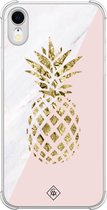 Casimoda® hoesje - Geschikt voor iPhone XR - Ananas - Shockproof case - Extra sterk - TPU/polycarbonaat - Roze, Transparant