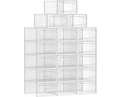 Schoenendozen Set van 18 schoen opbergdozen Schoen Organisator Plastic dozen opvouwbare stapelbaar voor schoenen op maat 42 transparant wit