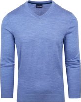 Suitable - Merino Pullover V-Hals Lichtblauw - Heren - Maat 3XL - Slim-fit