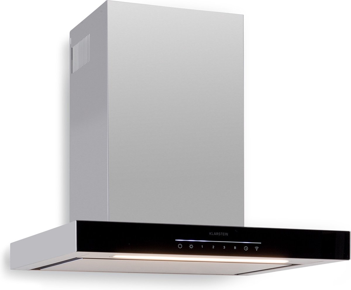 Klarstein afzuigkap 60 cm recirculatie/afvoer, afzuigkap voor keukens, afzuigkap met filter, afzuigkap met een luchtstroom van 577,8 m³/u, wandafzuigkappen met wifi-bediening en leds, afzuigkappen 60 cm