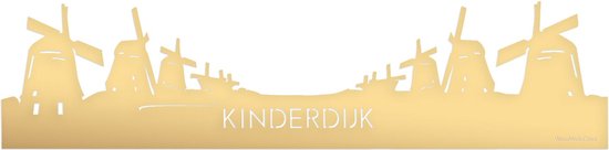 Skyline Kinderdijk Goud Metallic - 100 cm - Woondecoratie - Wanddecoratie - Meer steden beschikbaar - Woonkamer idee - City Art - Steden kunst - Cadeau voor hem - Cadeau voor haar - Jubileum - Trouwerij - WoodWideCities