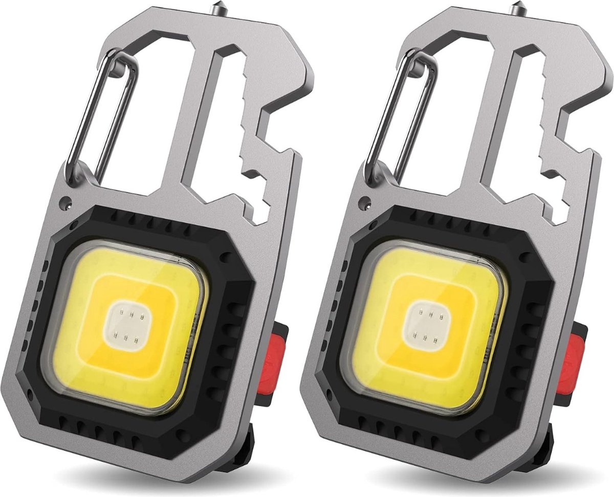 PEAM Werklamp LED COB sleutelhanger Oplaadbaar Draagbare Mini-Werklampen met 7 Modi Sleutelhanger Waterdicht Oplaadbaar Inclusief Flesopener en Magnetische Basis Ideaal voor Camping Reparaties en Noodgevallen [Energieklasse A+++]