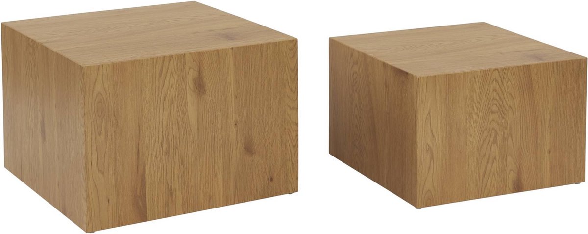 sweeek Set van 2 vierkante salontafels met houteffect - sylva naturel