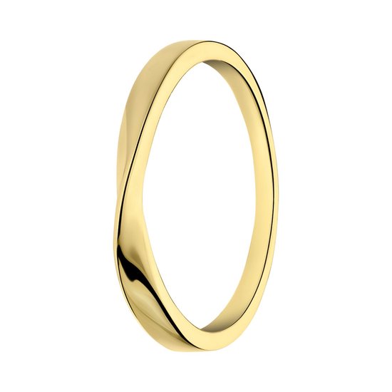 Lucardi Dames Zilveren goldplated ring twist - Ring - 925 Zilver - Goudkleurig - 17 / 54 mm