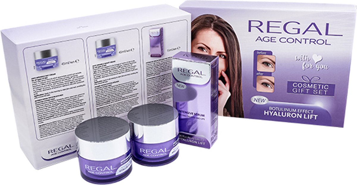 Regal Age Control Geschenkdoos – Anti-Rimpel Dagcrème + Nachtcrème + Oog/Lippen Serum – Cadeauset Botox Effect & Hyaluronzuur Lifting – Cadeaudoos – Giftset Vrouw