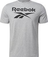 Reebok RI BIG STACKED LOGO TEE - Heren T-shirt - Grijs - Maat M