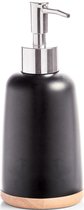Zeller Distributeur de savon - noir - fond en bois - polyrésine - 17 cm