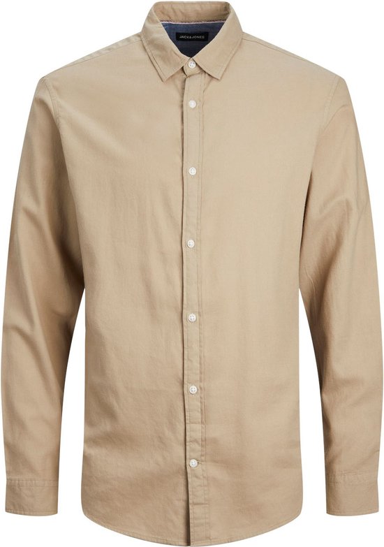 Jack & Jones - Heren Overhemden Gingham Twill Slim Shirt L/S - Beige - Maat XS