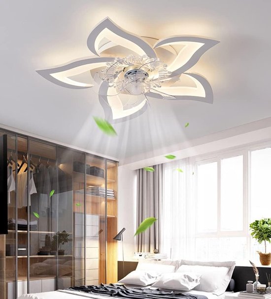 Lichtendirect-Plafondventilator met verlichting - Smart Lamp - Dimbaar- 6 Standen Ventilator – Plafonniere- Keuken Lamp – Woonkamer lamp- Afstandsbediening- APP functie