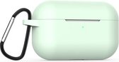 Heble® - Mint Groen Siliconen Hoesje met Clip geschikt voor Apple AirPods Pro - Beschermende Case - Cover - Soft Case