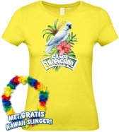 Dames t-shirt Kaketoe Tropical | Toppers in Concert 2024 | Club Tropicana | Hawaii Shirt | Ibiza Kleding | Lichtgeel Dames | maat S