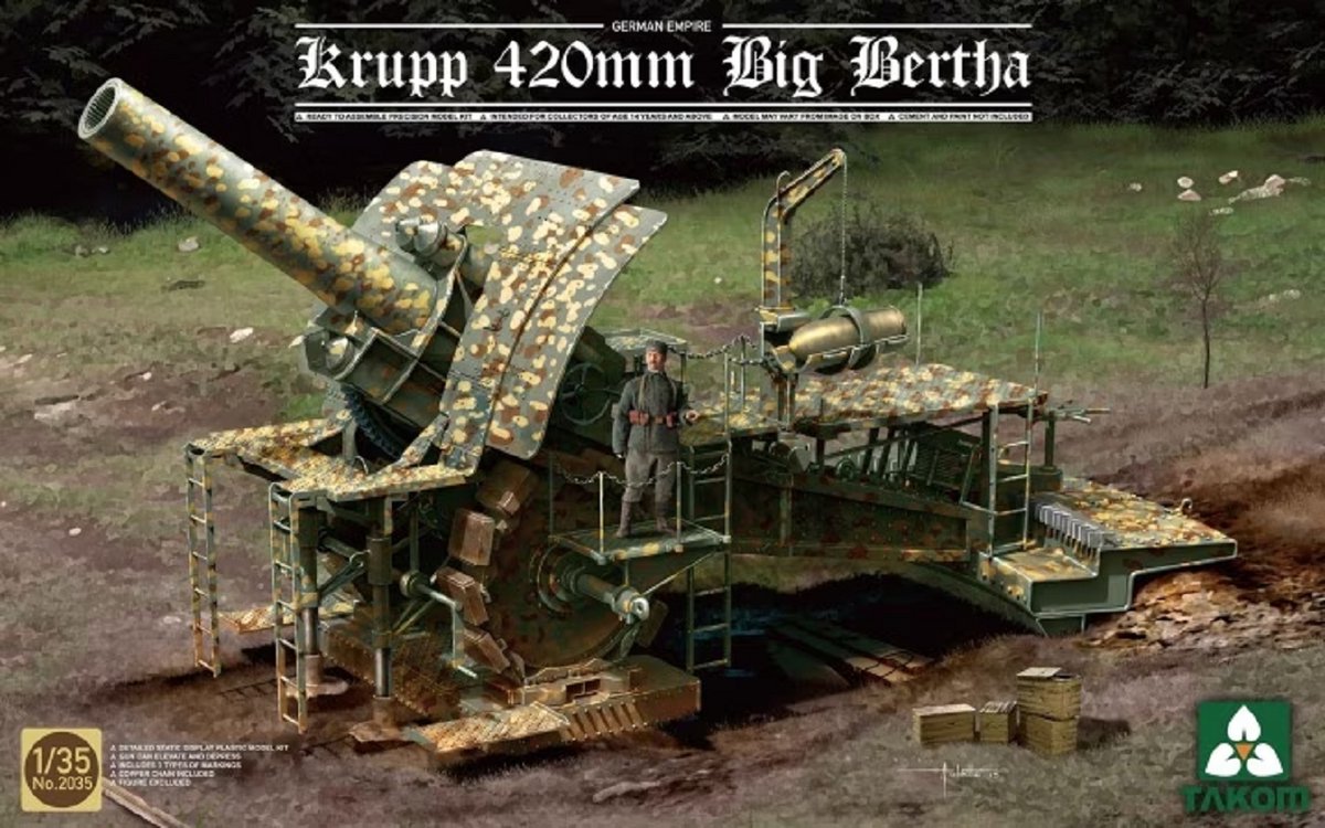 Takom Modelbouwpakket Militaire voertuigen - 2035 German Empire Krupp 420mm Big Bertha Plastic - 1:35 - Modelbouw