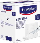 Hansaplast Wond Pleister - Sensitive - 5m X 6cm - Zeer huidvriendelijke pleister - Zacht en ademend materiaal - Pijnloos te verwijderen - Beschermt de wond en werkt schokdempend